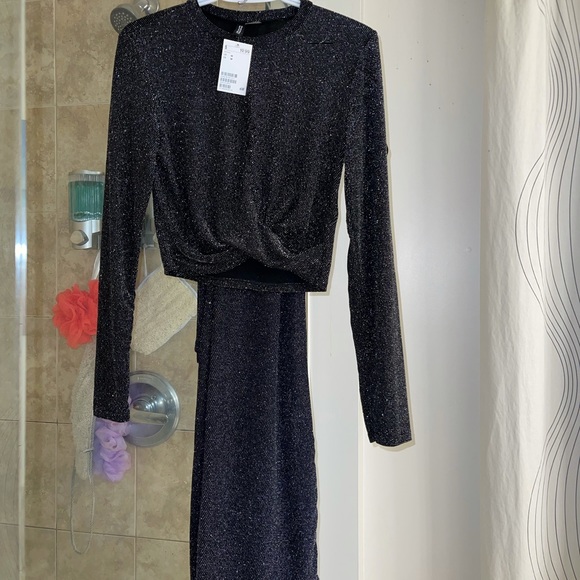 Two piece sequin outfit .